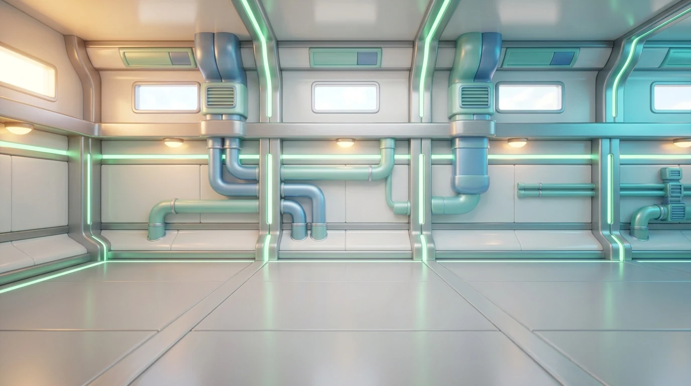 A production bay with a conveyor belt